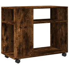 Bijzettafel met wieltjes 70x35x60 cm hout gerookt eikenkleurig