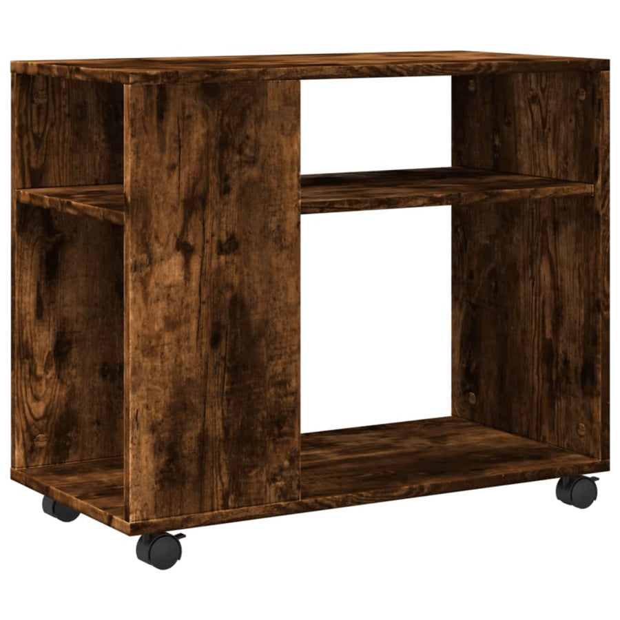 Bijzettafel met wieltjes 70x35x60 cm hout gerookt eikenkleurig