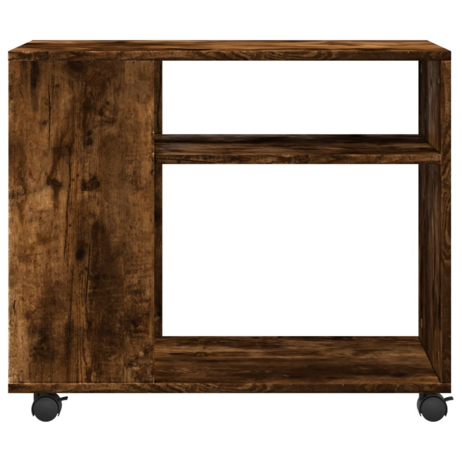 Bijzettafel met wieltjes 70x35x60 cm hout gerookt eikenkleurig