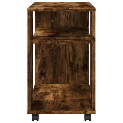Bijzettafel met wieltjes 70x35x60 cm hout gerookt eikenkleurig
