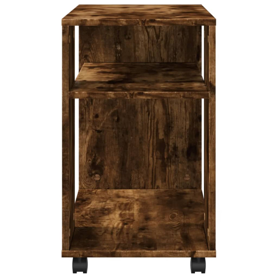 Bijzettafel met wieltjes 70x35x60 cm hout gerookt eikenkleurig