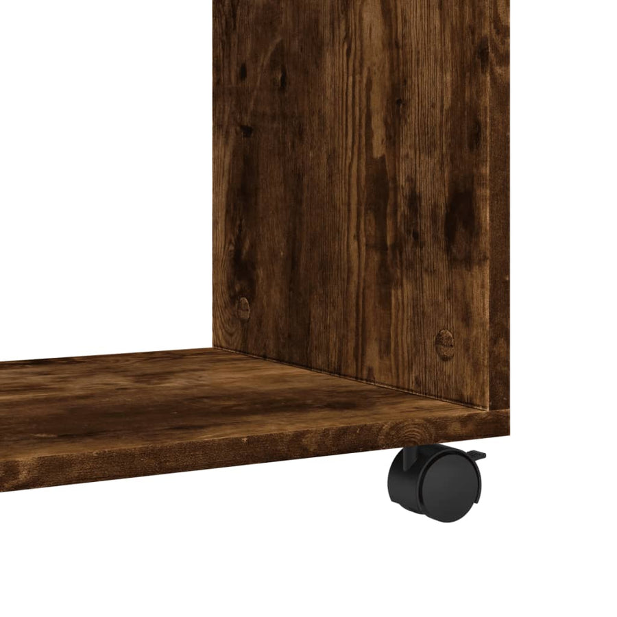 Bijzettafel met wieltjes 70x35x60 cm hout gerookt eikenkleurig