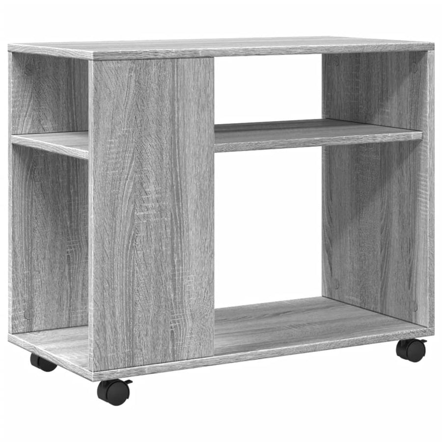 Bijzettafel met wieltjes 70x35x60 cm hout grijs sonoma eiken