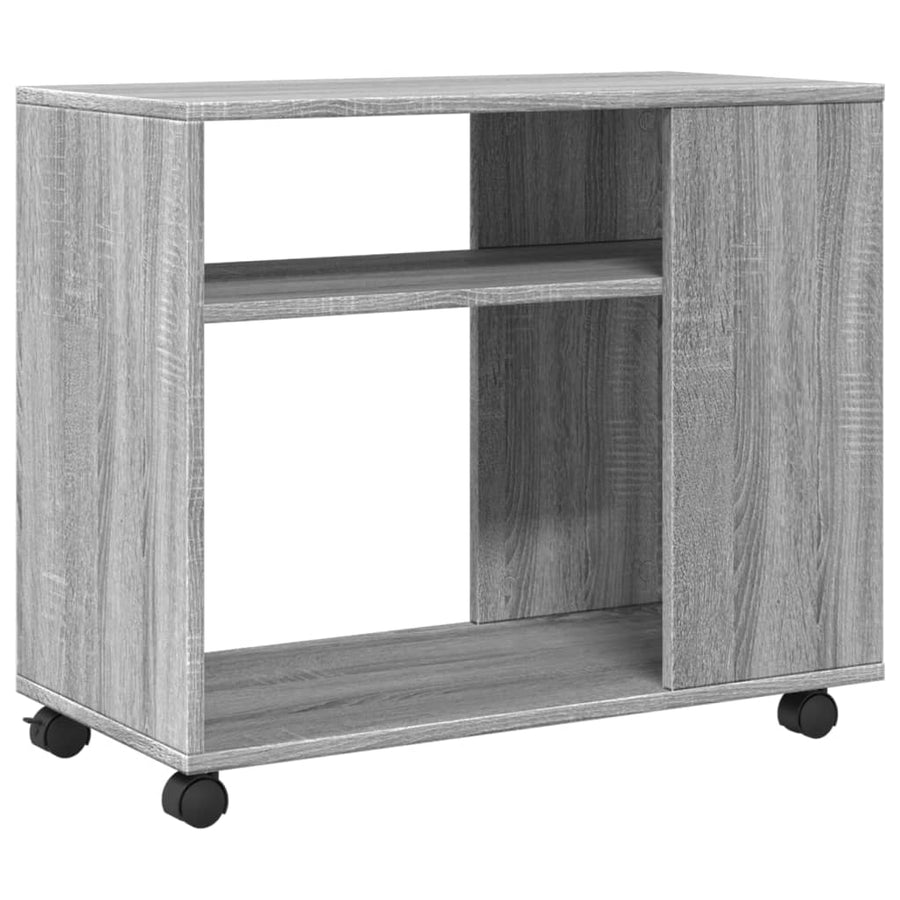 Bijzettafel met wieltjes 70x35x60 cm hout grijs sonoma eiken