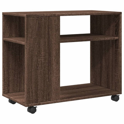 Bijzettafel met wieltjes 70x35x60 cm hout bruin eikenkleurig