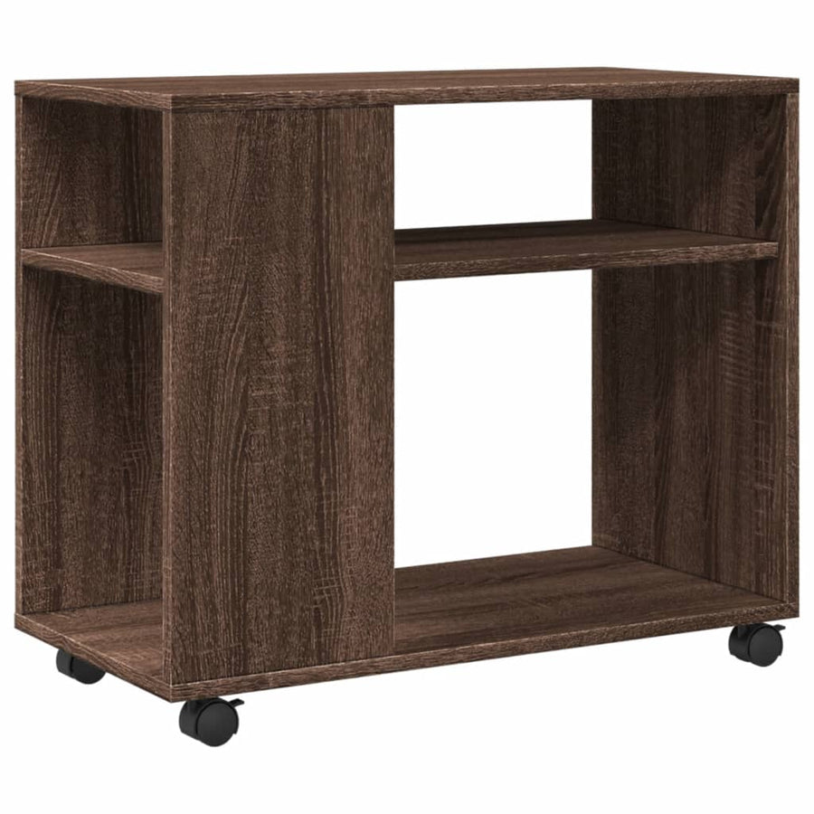 Bijzettafel met wieltjes 70x35x60 cm hout bruin eikenkleurig