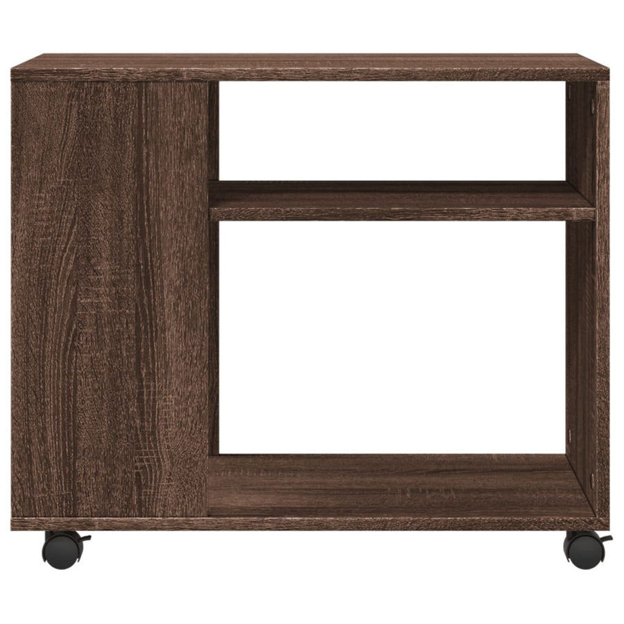 Bijzettafel met wieltjes 70x35x60 cm hout bruin eikenkleurig
