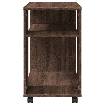 Bijzettafel met wieltjes 70x35x60 cm hout bruin eikenkleurig