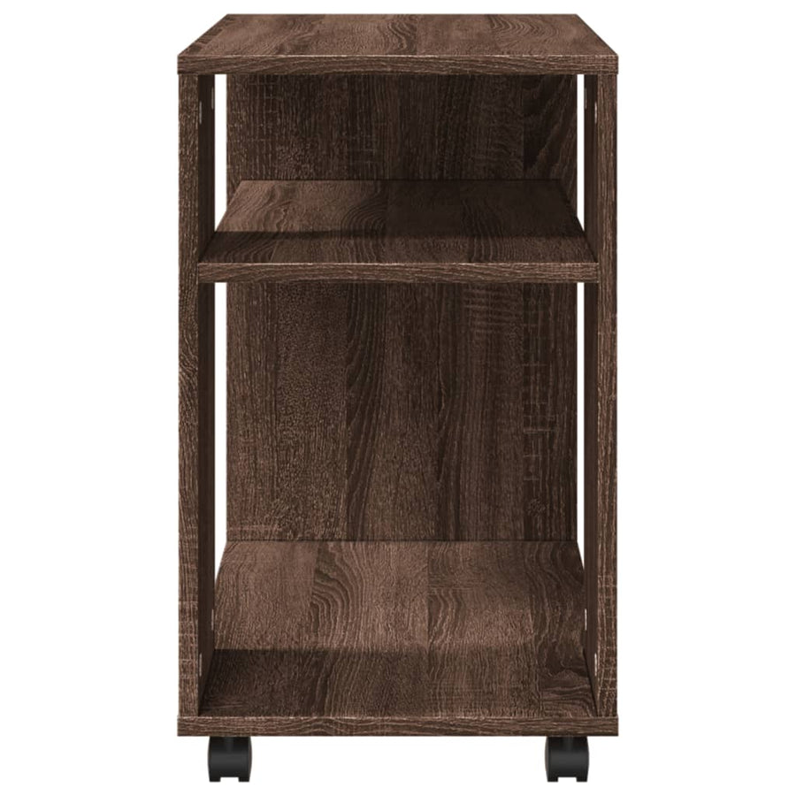 Bijzettafel met wieltjes 70x35x60 cm hout bruin eikenkleurig