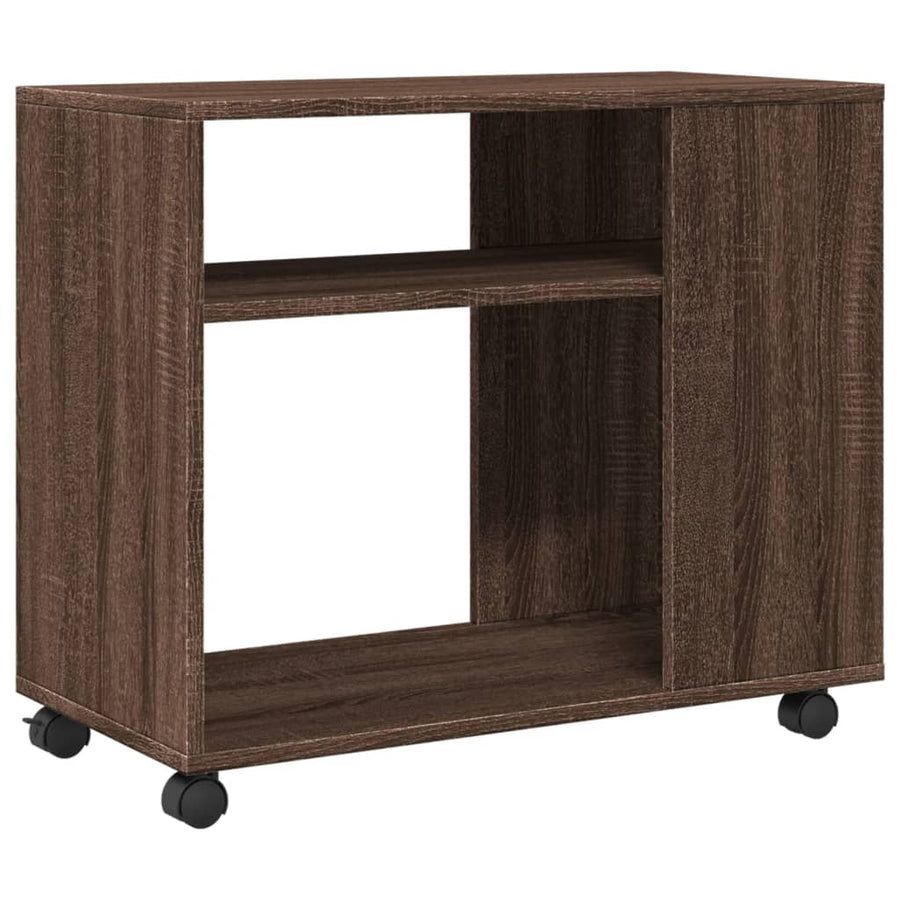 Bijzettafel met wieltjes 70x35x60 cm hout bruin eikenkleurig