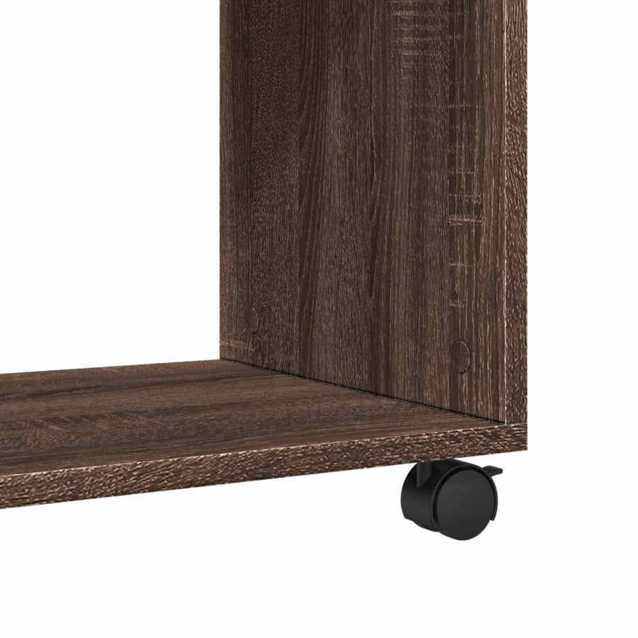 Bijzettafel met wieltjes 70x35x60 cm hout bruin eikenkleurig