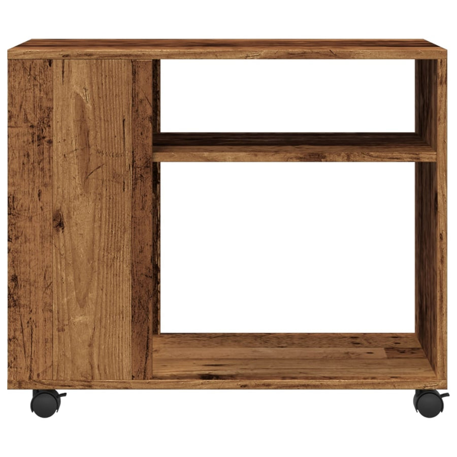 Bijzettafel met wieltjes 70x35x60 cm bewerkt hout oud houtkleur
