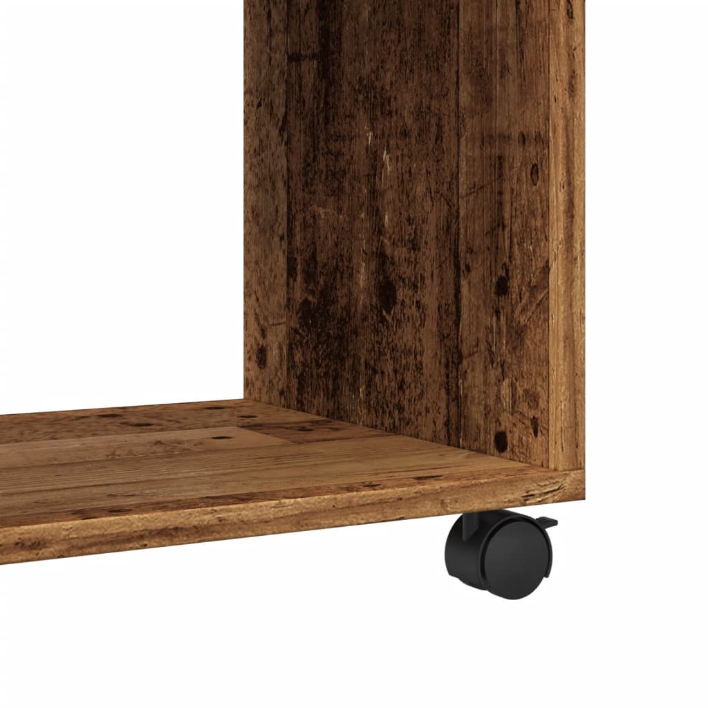 Bijzettafel met wieltjes 70x35x60 cm bewerkt hout oud houtkleur