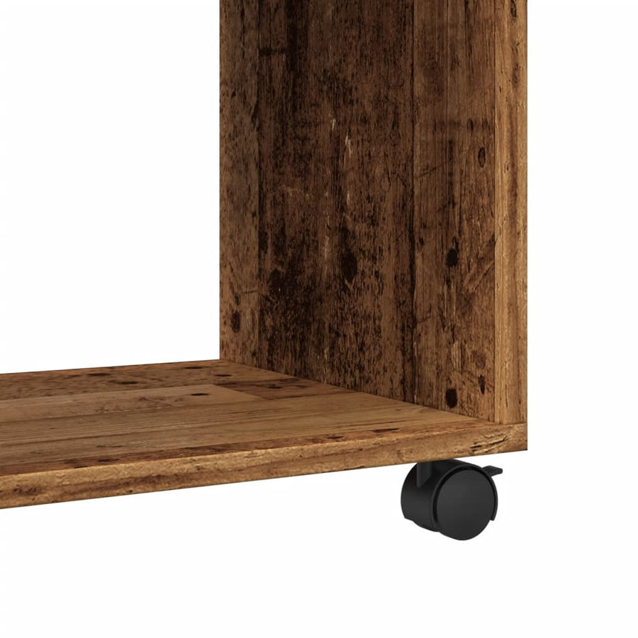 Bijzettafel met wieltjes 70x35x60 cm bewerkt hout oud houtkleur