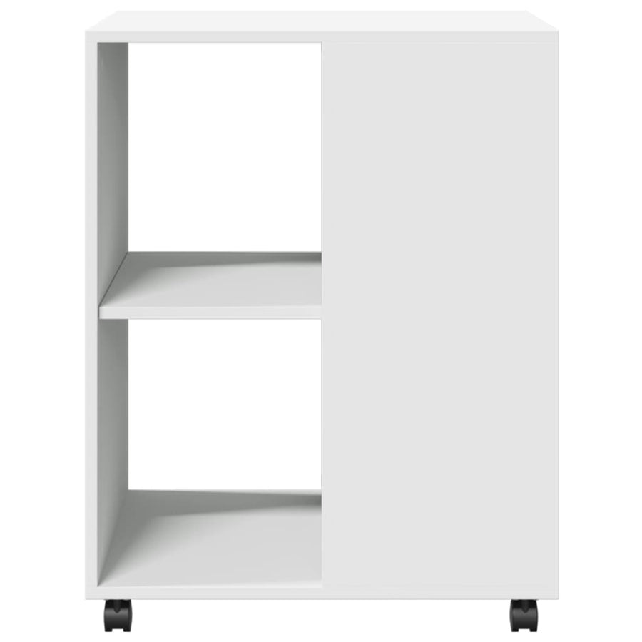 Bijzettafel met wieltjes 55x60x78 bewerkt hout wit