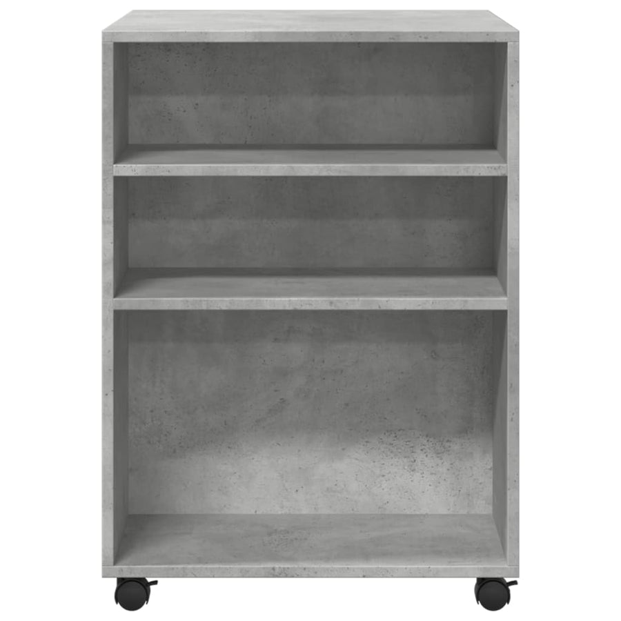 Bijzettafel met wieltjes 55x60x78 cm bewerkt hout betongrijs