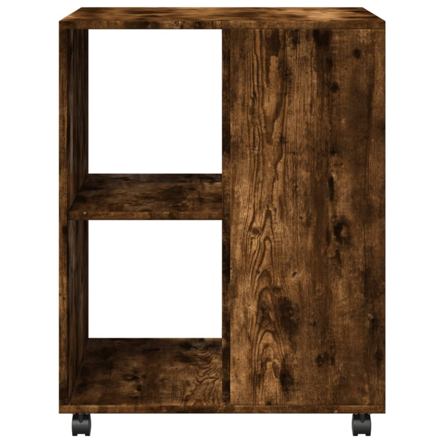 Bijzettafel met wieltjes 55x60x78 cm hout gerookt eikenkleurig