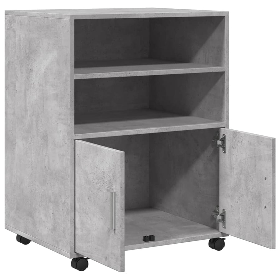 Rolkast 60x48x81 cm bewerkt hout betongrijs