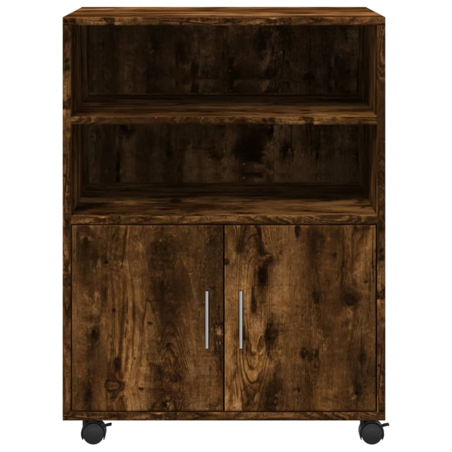 Rolkast 60x48x81 cm bewerkt hout gerookt eikenkleurig