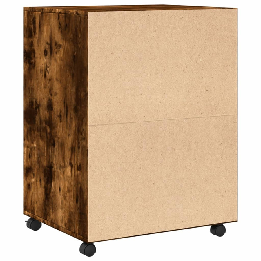 Rolkast 60x48x81 cm bewerkt hout gerookt eikenkleurig