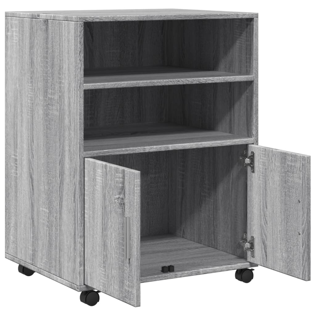 Rolkast 60x48x81 cm bewerkt hout grijs sonoma eikenkleurig
