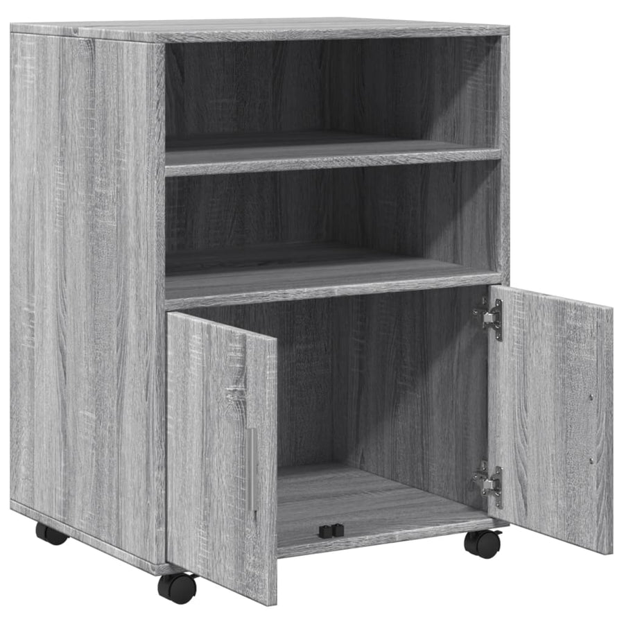 Rolkast 60x48x81 cm bewerkt hout grijs sonoma eikenkleurig