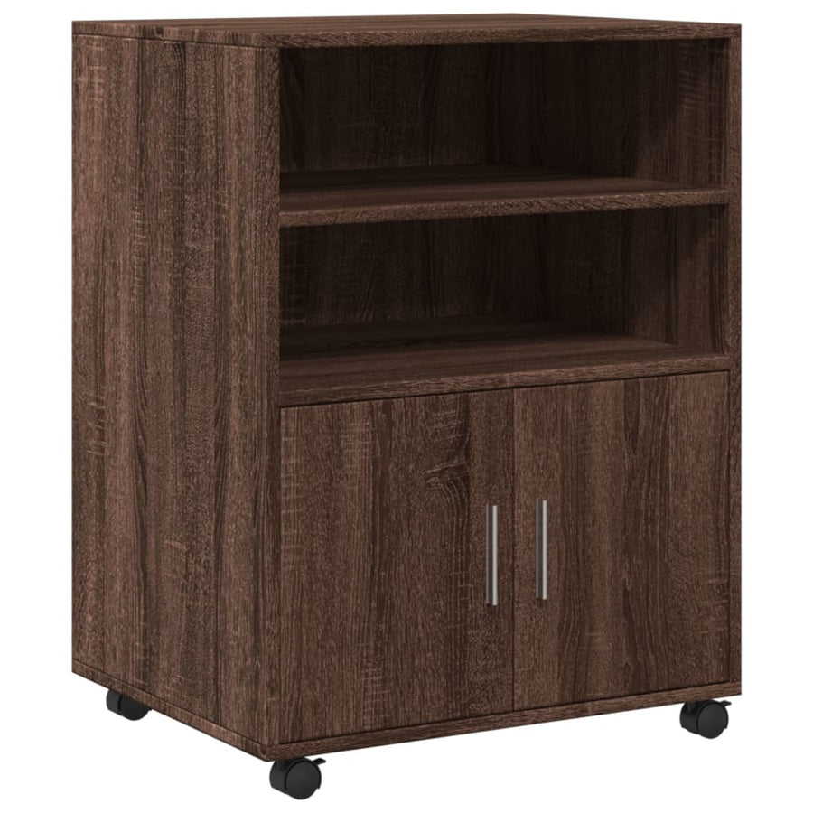 Rolkast 60x48x81 cm bewerkt hout bruin eikenkleur