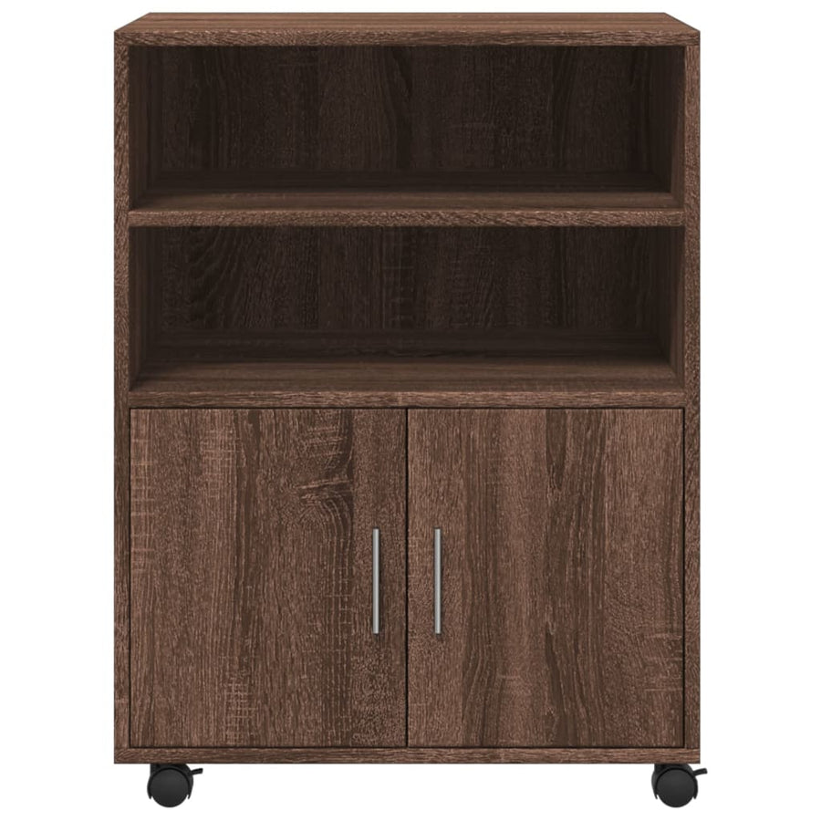 Rolkast 60x48x81 cm bewerkt hout bruin eikenkleur