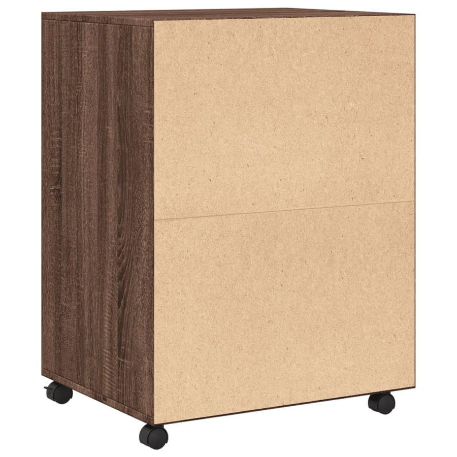 Rolkast 60x48x81 cm bewerkt hout bruin eikenkleur
