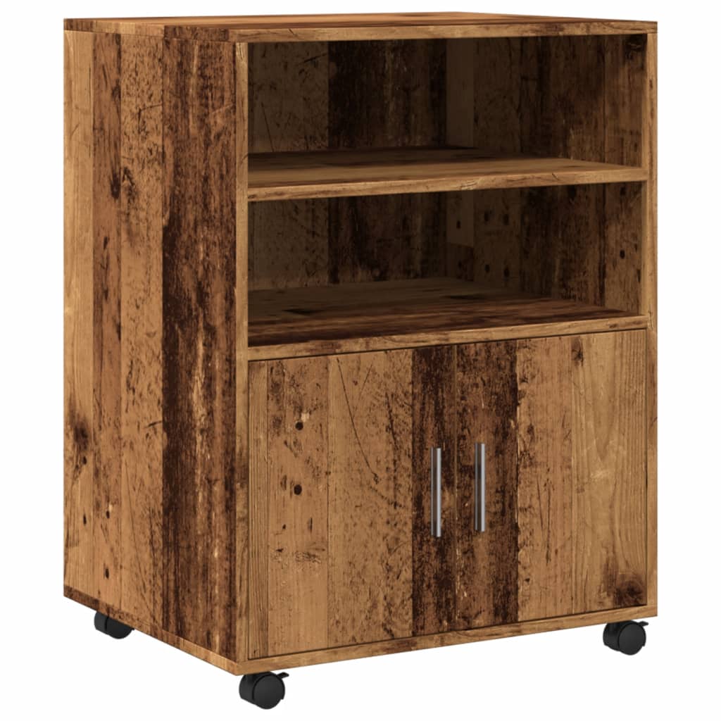Rolkast 60x48x81 cm bewerkt hout oud houtkleurig