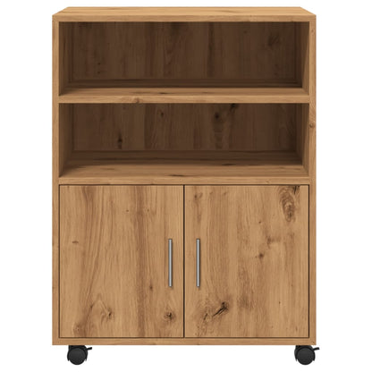Rolkast 60x48x81 cm bewerkt hout artisanaal eikenkleurig