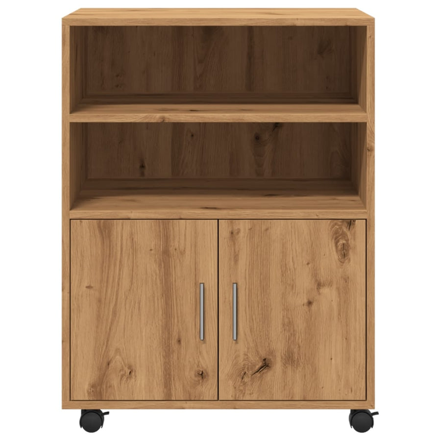 Rolkast 60x48x81 cm bewerkt hout artisanaal eikenkleurig