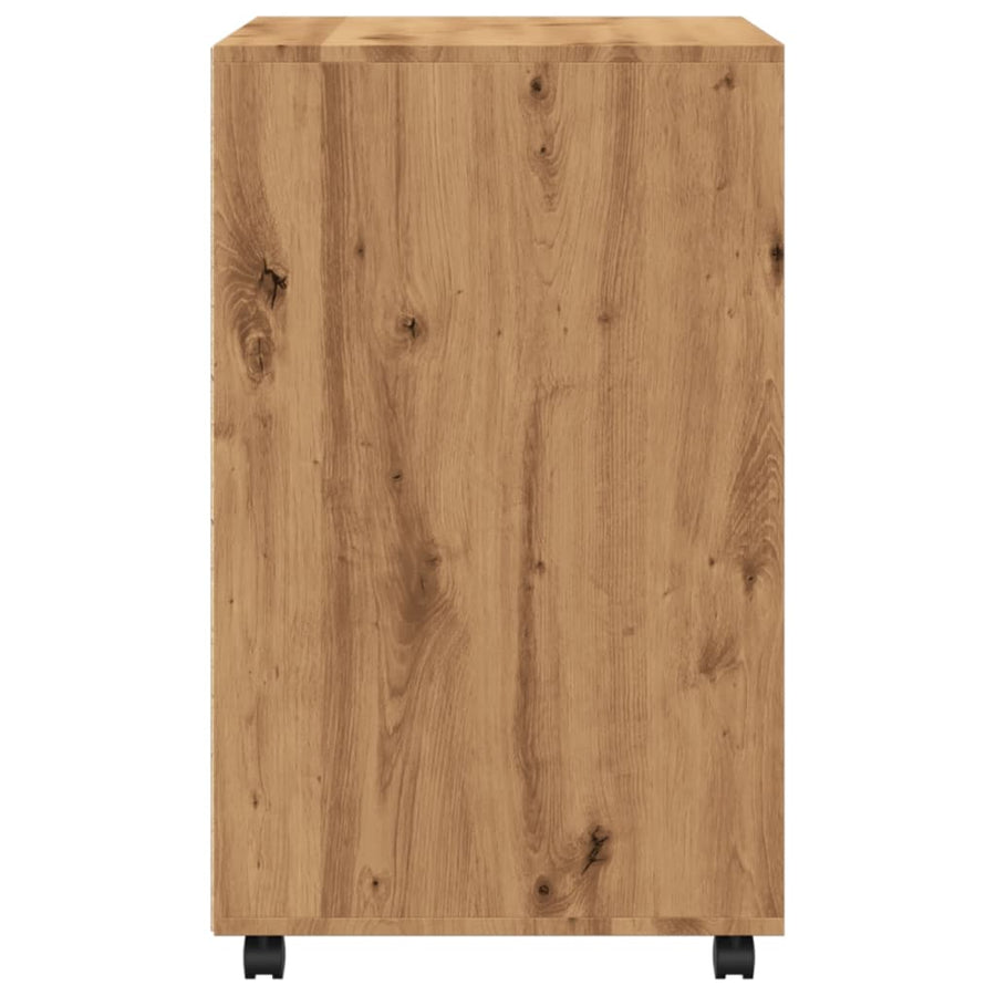 Rolkast 60x48x81 cm bewerkt hout artisanaal eikenkleurig