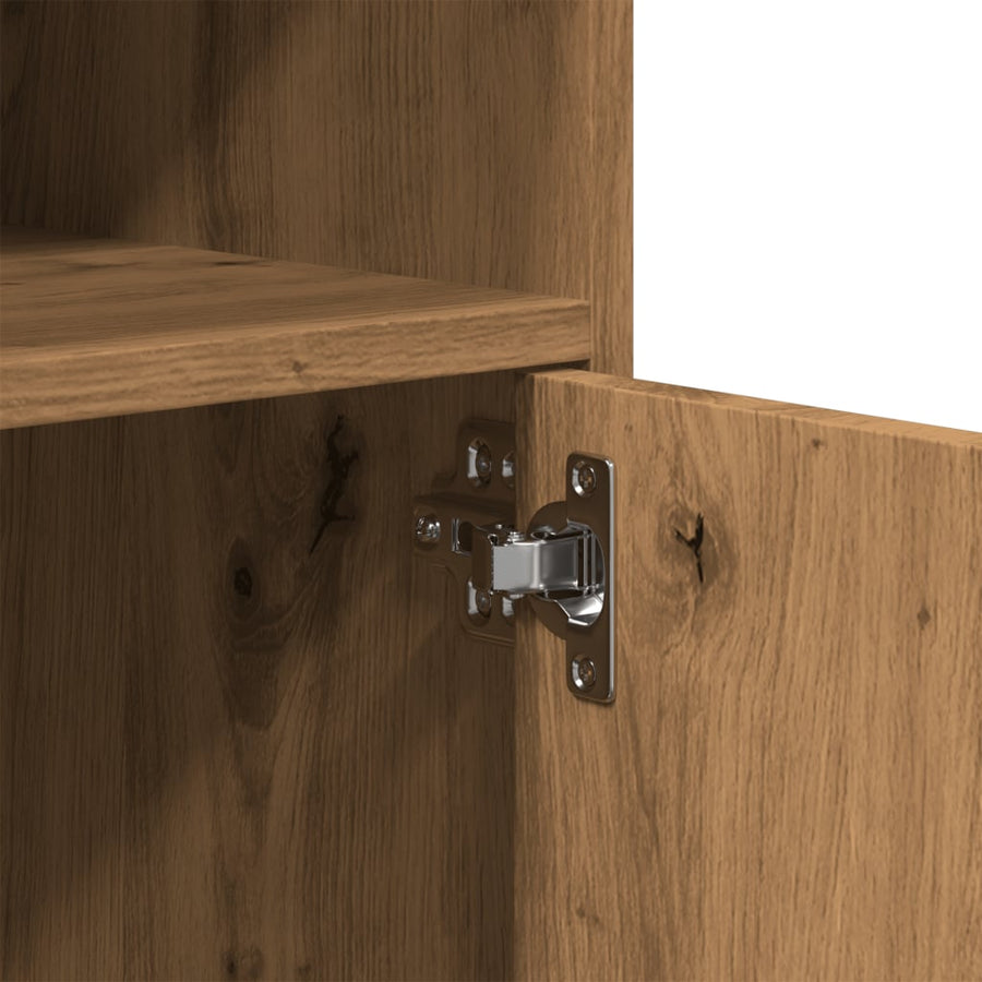 Rolkast 60x48x81 cm bewerkt hout artisanaal eikenkleurig