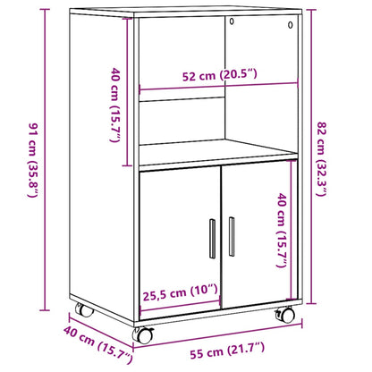 Rolkast 55x40x91 cm bewerkt hout sonoma eikenkleurig