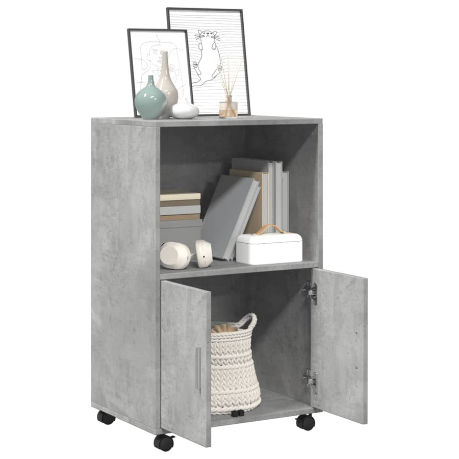 Rolkast 55x40x91 cm bewerkt hout betongrijs