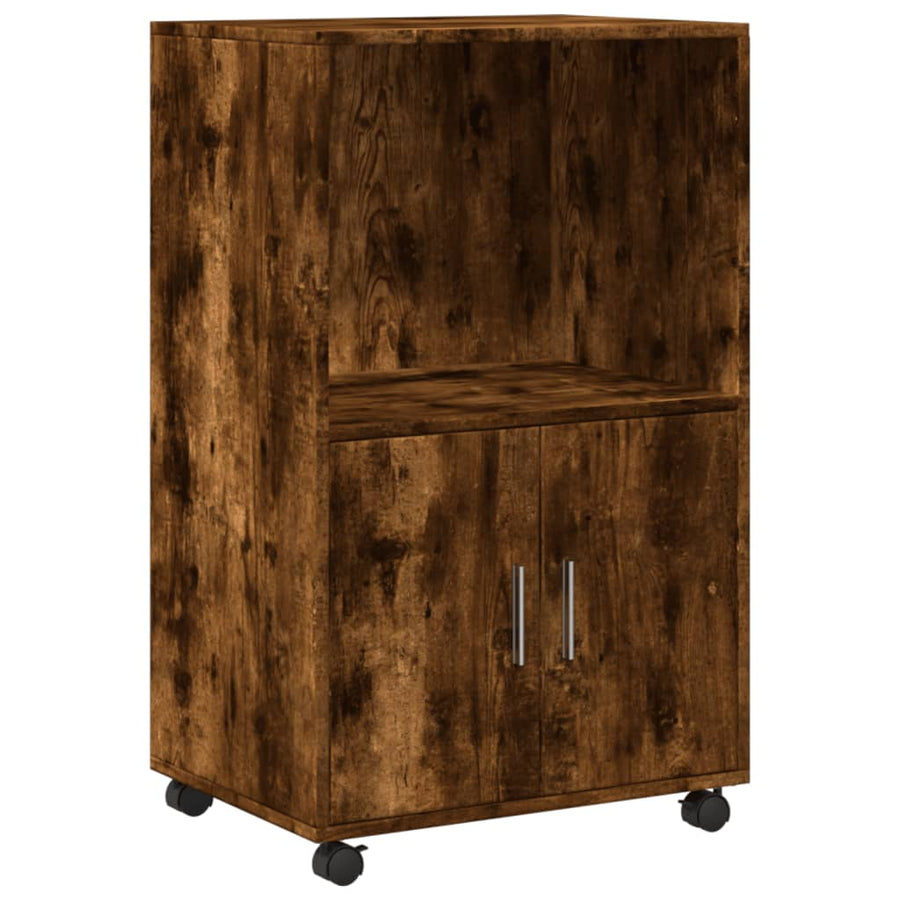 Rolkast 55x40x91 cm bewerkt hout gerookt eikenkleurig