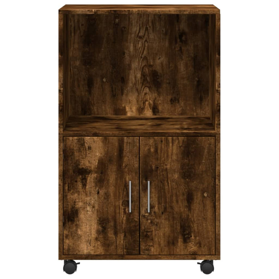 Rolkast 55x40x91 cm bewerkt hout gerookt eikenkleurig