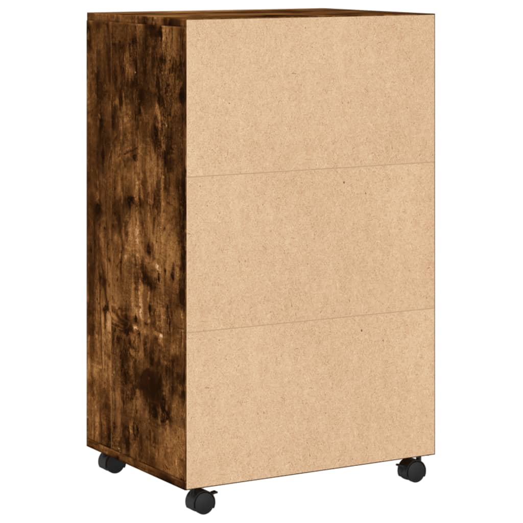 Rolkast 55x40x91 cm bewerkt hout gerookt eikenkleurig