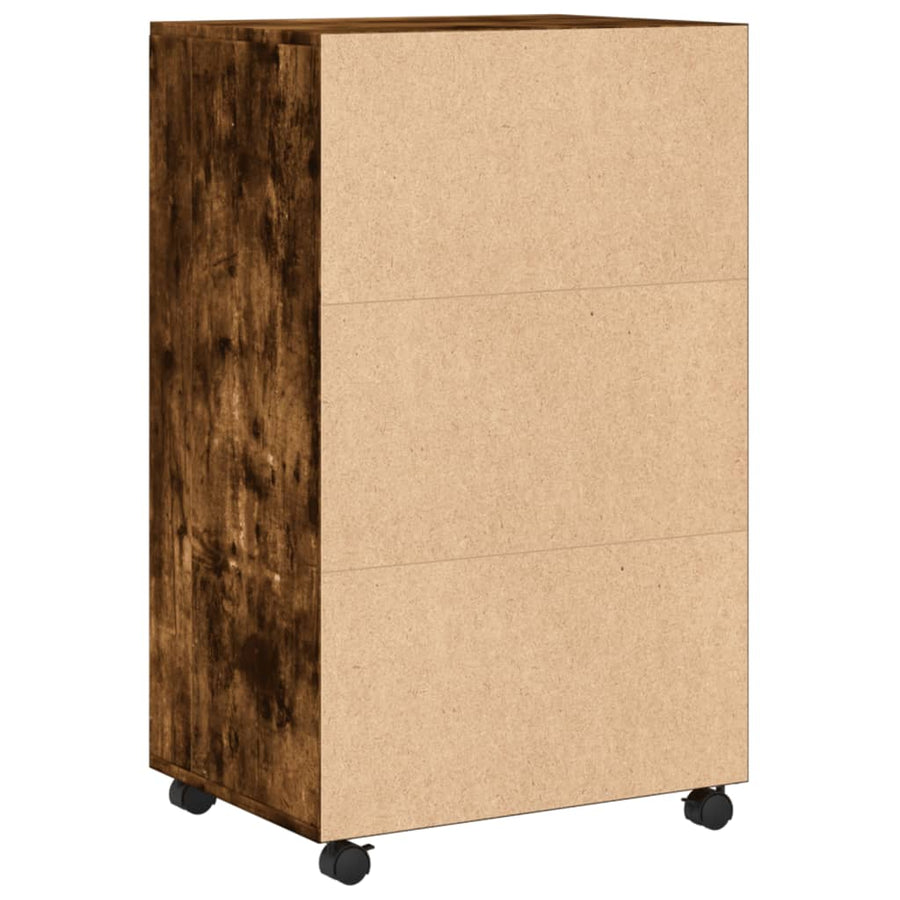Rolkast 55x40x91 cm bewerkt hout gerookt eikenkleurig
