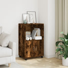Rolling cabinet 55x40x91 cm processed wood smoked oak finish