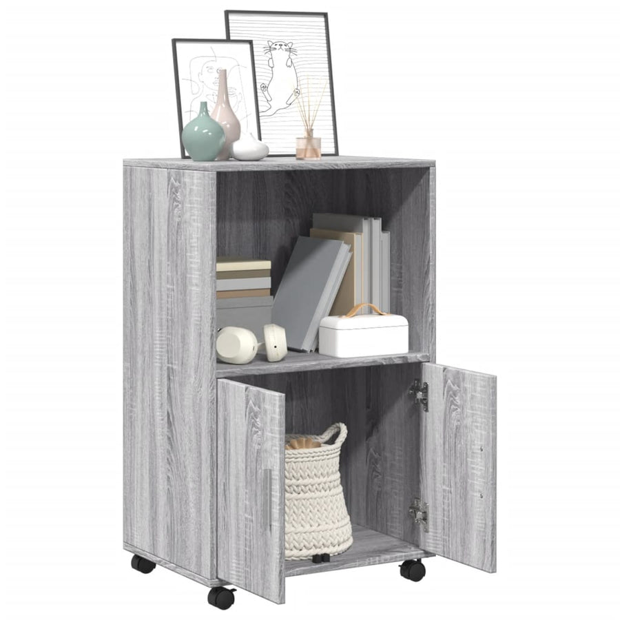 Rolkast 55x40x91 cm bewerkt hout grijs sonoma eikenkleurig