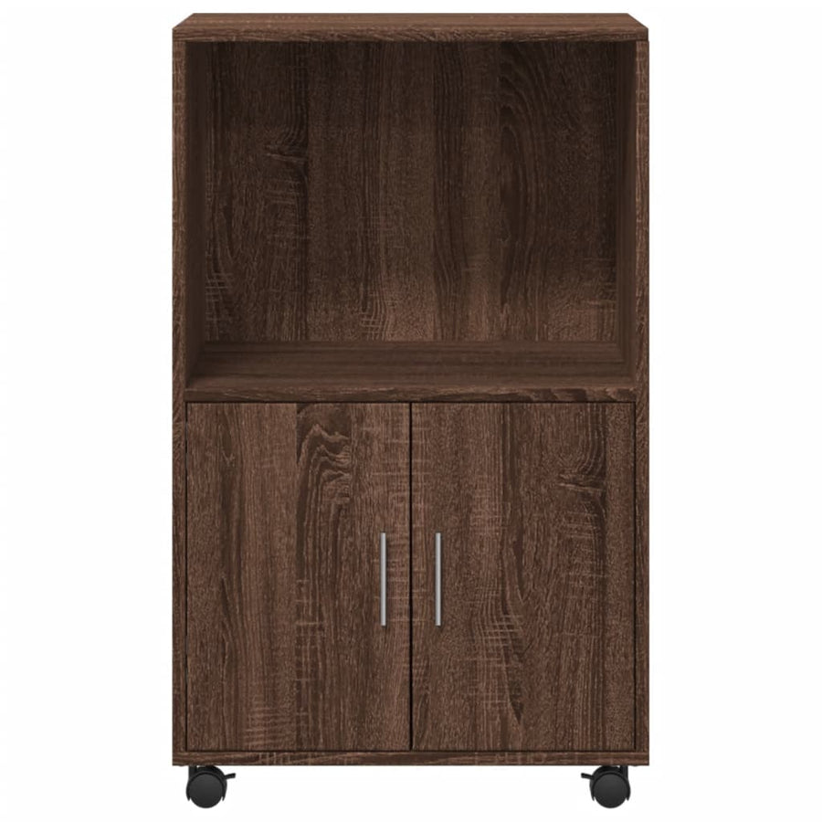Rolkast 55x40x91 cm bewerkt hout bruin eikenkleurig