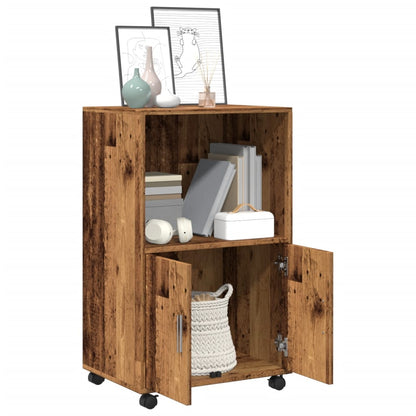 Rolkast 55x40x91 cm bewerkt hout oud houtkleurig