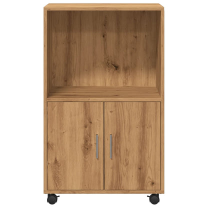 Rolkast 55x40x91 cm bewerkt hout artisanaal eikenkleurig