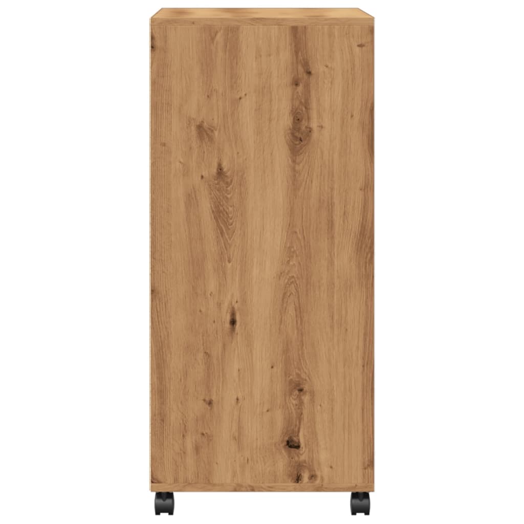Rolkast 55x40x91 cm bewerkt hout artisanaal eikenkleurig