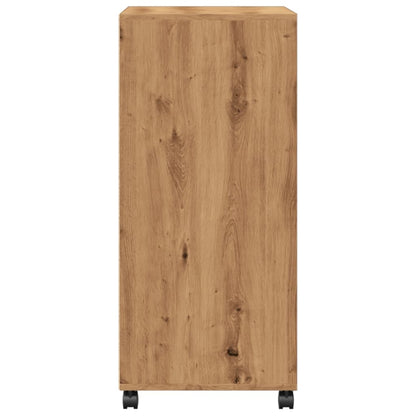 Rolkast 55x40x91 cm bewerkt hout artisanaal eikenkleurig