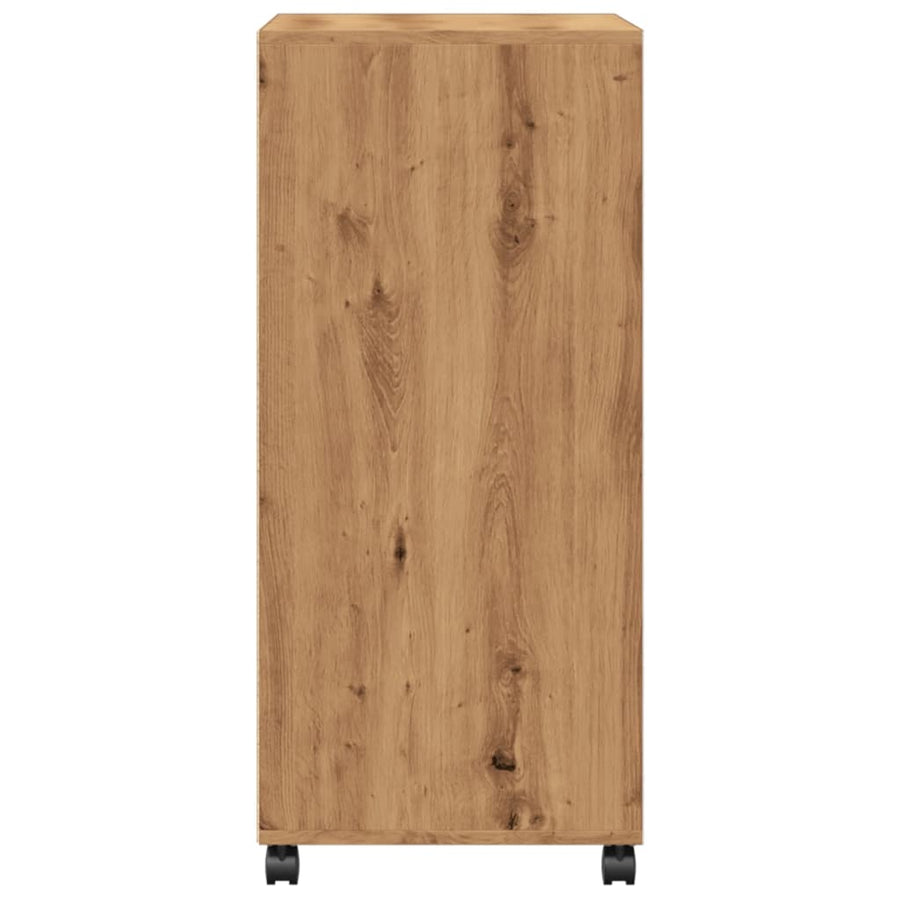 Rolkast 55x40x91 cm bewerkt hout artisanaal eikenkleurig