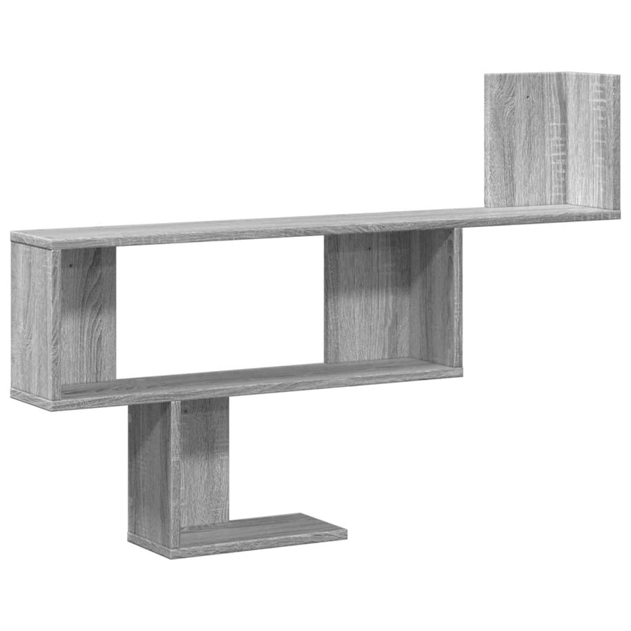 Wandschap 100x15x70 cm bewerkt hout grijs sonoma eikenkleurig