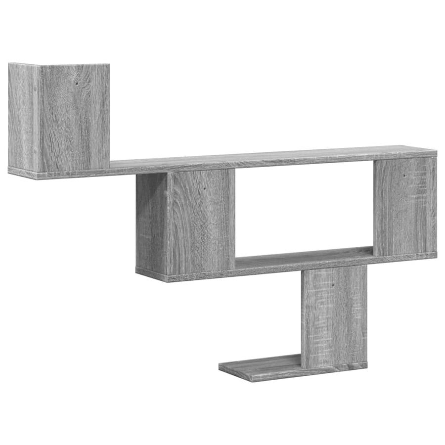 Wandschap 100x15x70 cm bewerkt hout grijs sonoma eikenkleurig